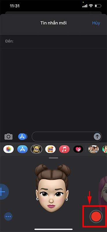 Instructions for sending Memoji voice messages according to facial gestures on iPhone