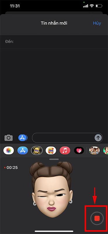 Instructions for sending Memoji voice messages according to facial gestures on iPhone