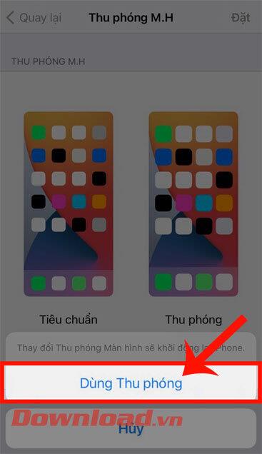 Instructions to zoom in and out of the iPhone screen