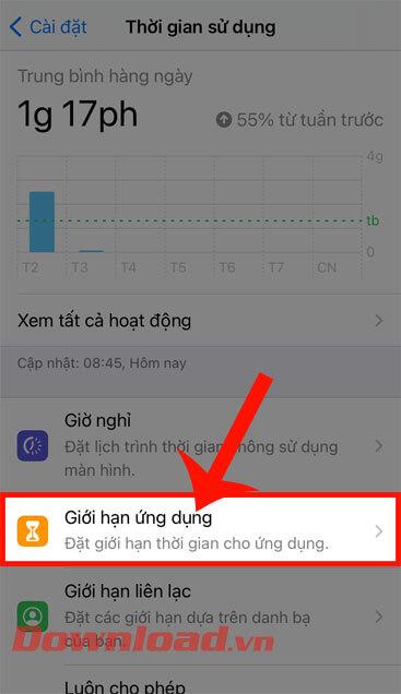 Instrucciones para limitar el tiempo de aplicación en iPhone
