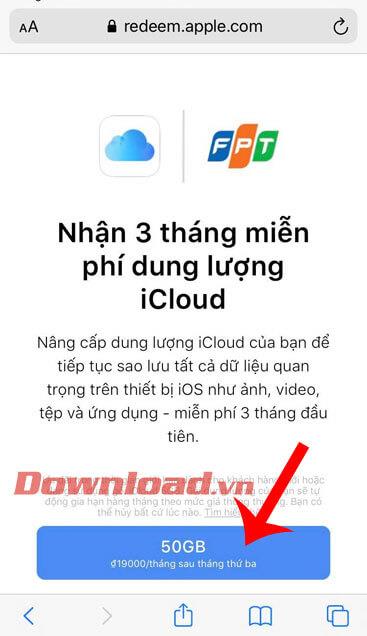 Instructions to get 9 months of 50GB iCloud storage for free