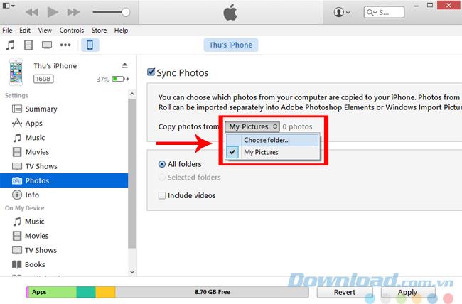 copy photos from iphone to pc