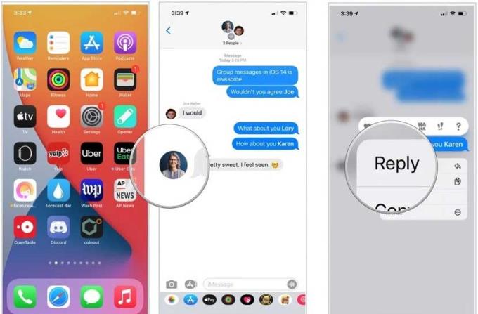 iOS 14: Cómo usar la función de etiqueta y respuesta en línea en Mensajes