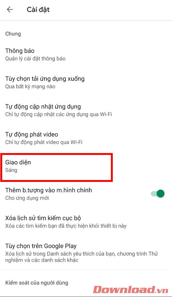 Google Play'de Karanlık Modu etkinleştirme talimatları