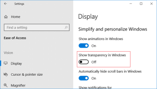 Aktifkan atau Nonaktifkan Efek Transparansi di Windows 10