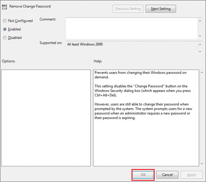 Как запретить пользователям менять пароль в Windows 10