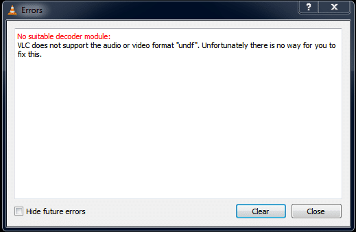 Cómo reparar VLC no es compatible con el formato UNDF