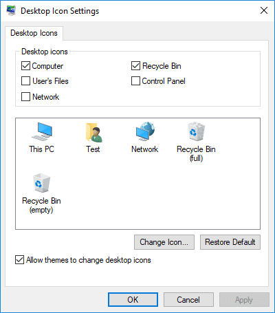 Benarkan atau Cegah Tema Windows 10 Menukar Ikon Desktop