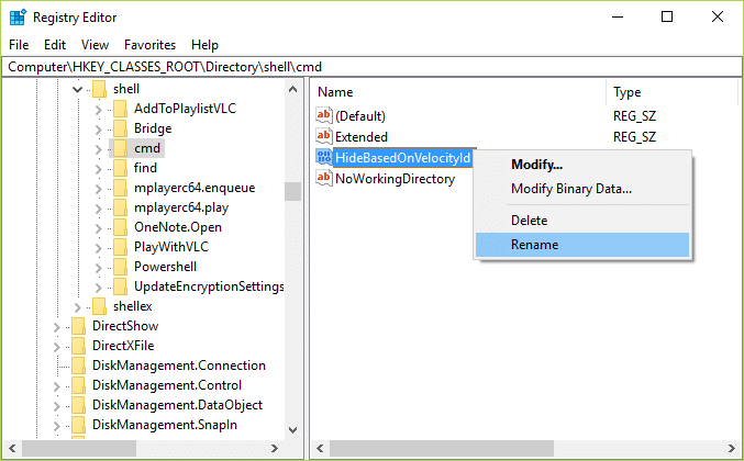 Înlocuiți PowerShell cu promptul de comandă în meniul contextual în Windows 10
