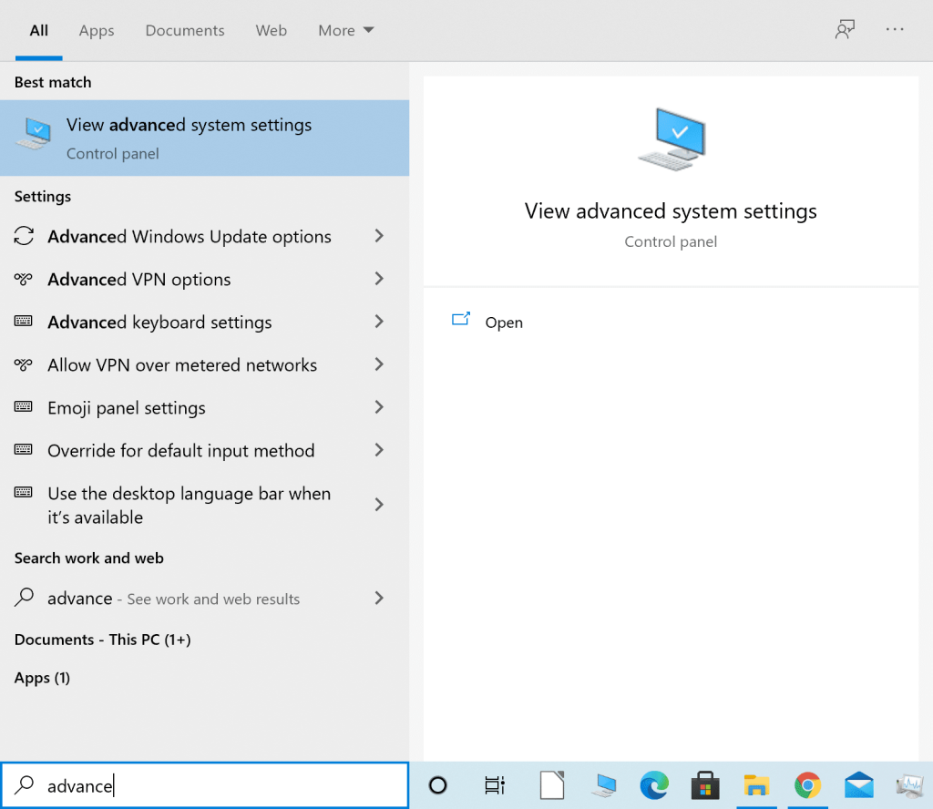 Полная оптимизация Windows 10. Advanced System settings Windows 10 где найти. Advanced system setting