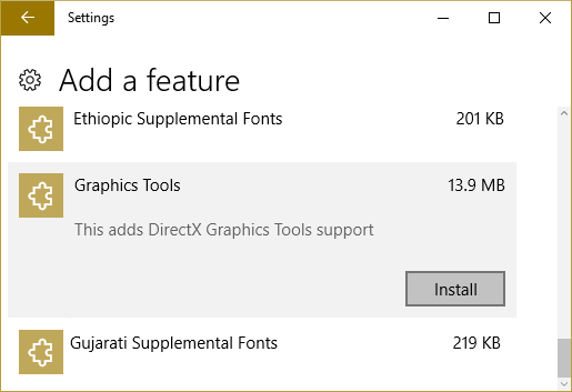 Как установить или удалить графические инструменты в Windows 10