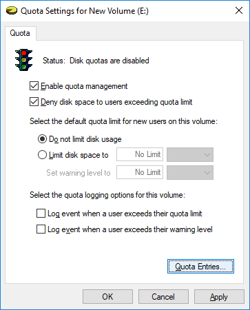 Cómo establecer el límite de cuota de disco y el nivel de advertencia en Windows 10