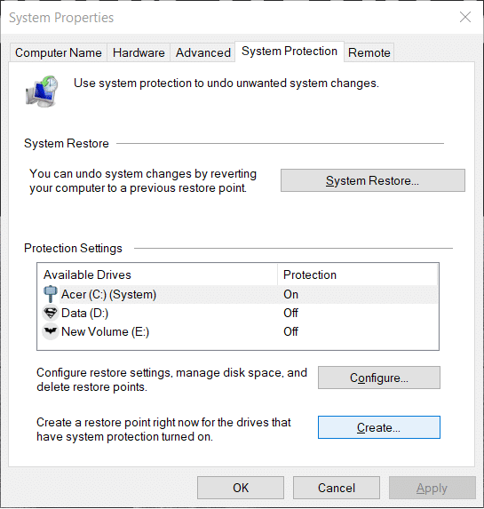 كيفية إنشاء نقطة استعادة النظام في Windows 10