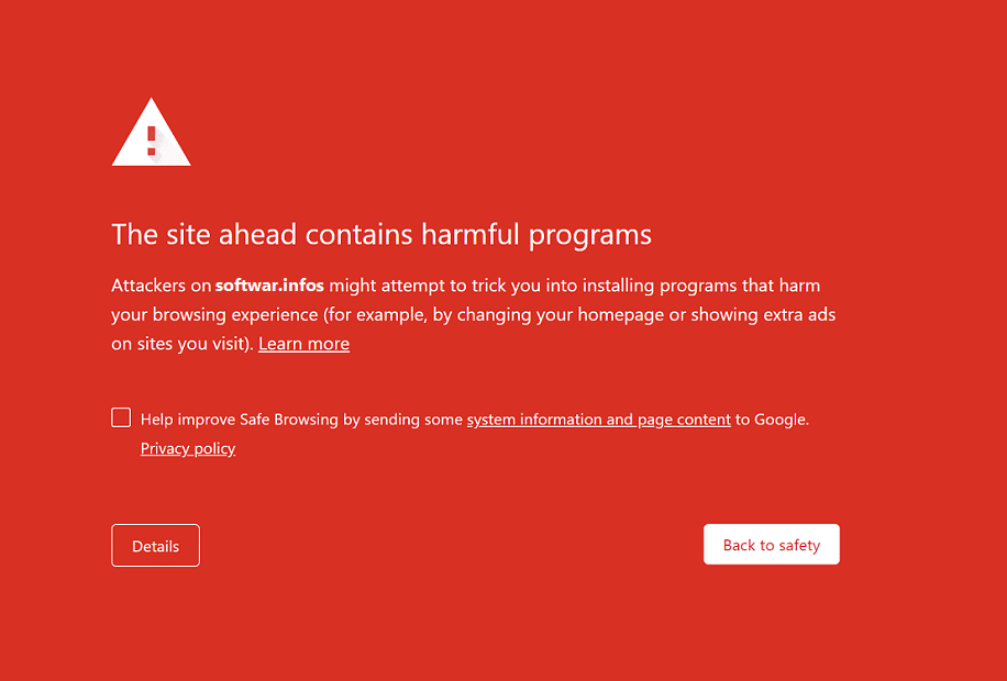 Fix Le site à venir contient des programmes nuisibles Alerte sur Chrome