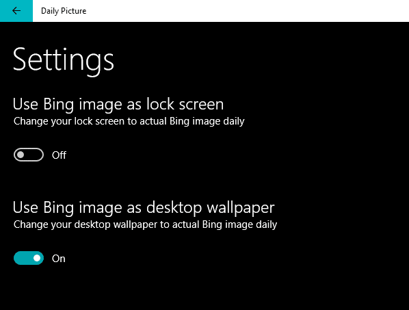Tetapkan Imej Bing Harian Sebagai Kertas Dinding Pada Windows 10