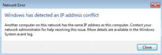 Исправить Windows обнаружила конфликт IP-адресов