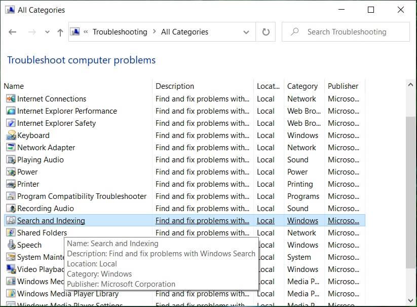 Perbaiki Pencarian Tidak Bekerja di Windows 10