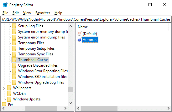 Evite que Windows 10 elimine automáticamente la caché de miniaturas