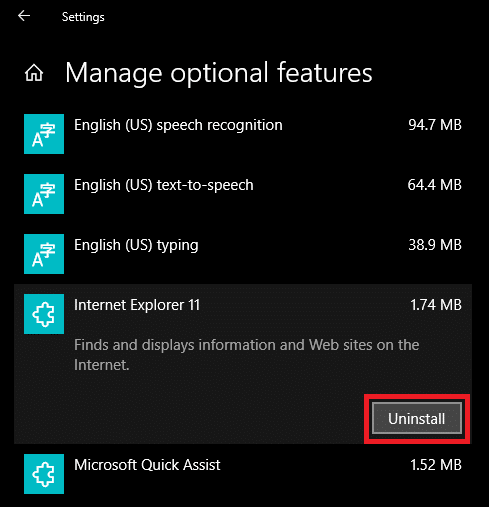Bagaimana untuk menyahpasang Internet Explorer daripada Windows 10