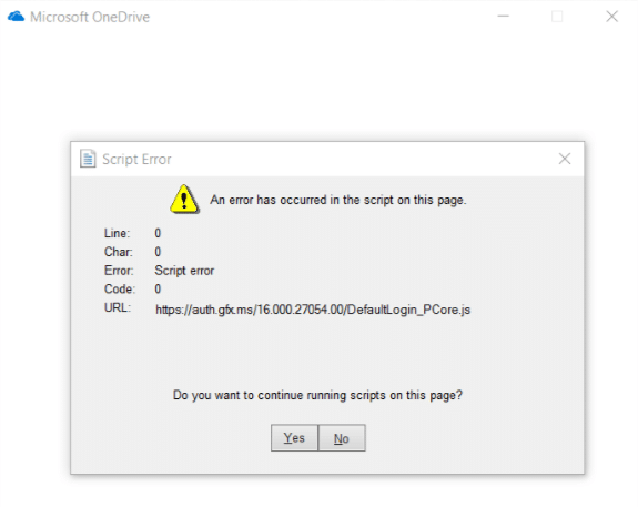 Reparar el error de secuencia de comandos de OneDrive en Windows 10