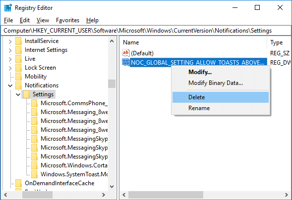เปิดหรือปิดการแจ้งเตือนแอปบนหน้าจอล็อคใน Windows 10