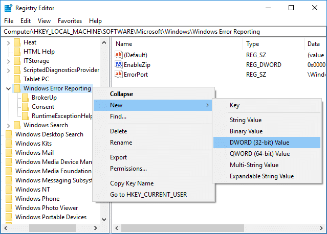 Activer ou désactiver le rapport derreurs Windows dans Windows 10