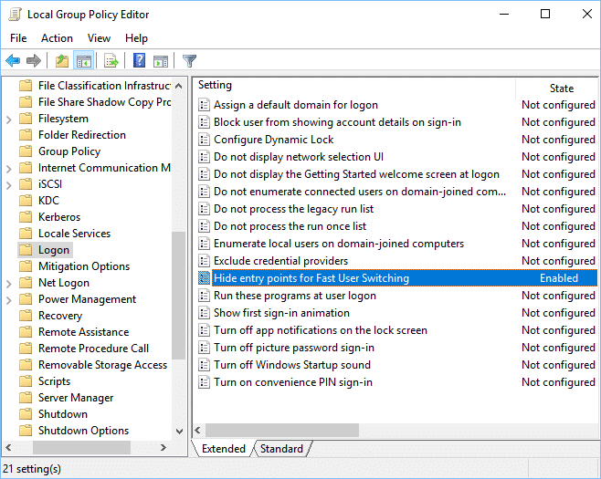 Comment activer ou désactiver le changement rapide dutilisateur dans Windows 10