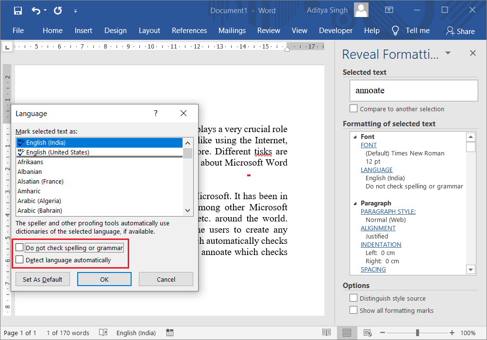 Perbaiki Pemeriksaan Ejaan Tidak Berfungsi di Microsoft Word