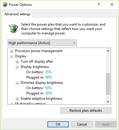 Исправить Не удается настроить яркость экрана в Windows 10