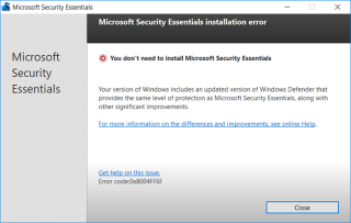 Hapus Instalasi Microsoft Security Essentials di Windows 10