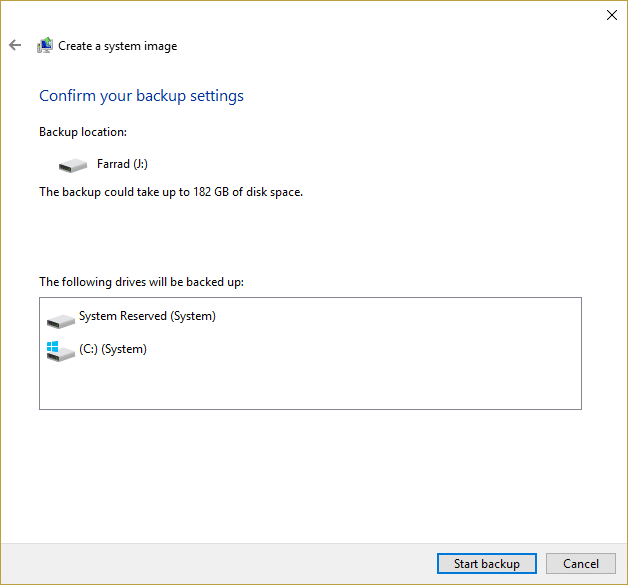 Windows 10(시스템 이미지)의 전체 백업 만들기