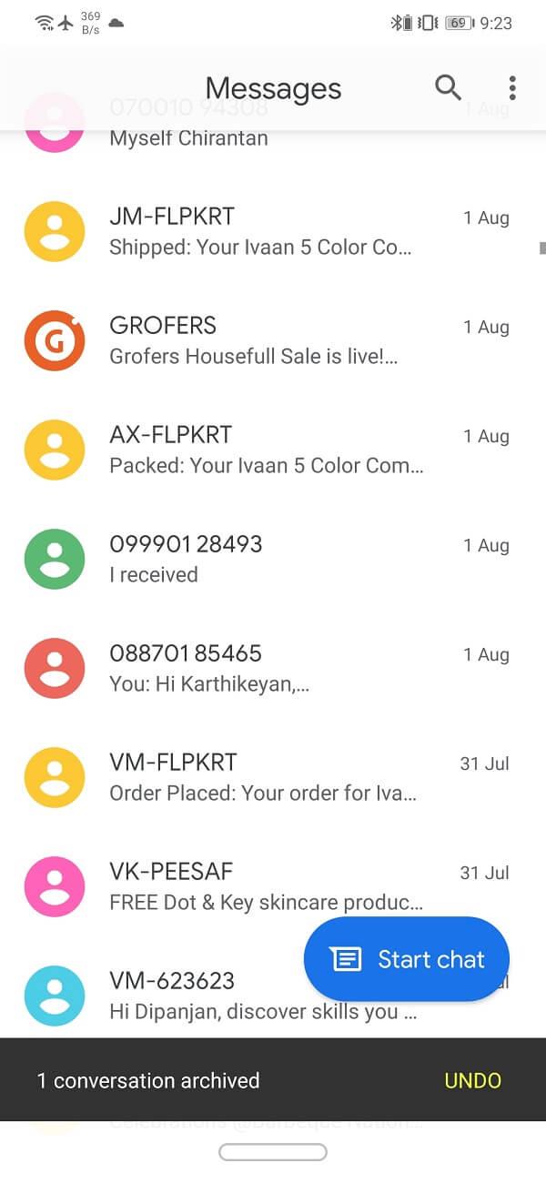 AndroidでテキストメッセージまたはSMSを非表示にする方法