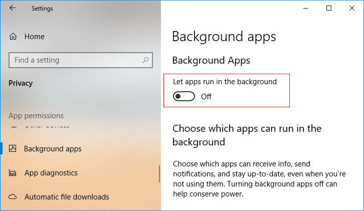 Come disabilitare le app in background in Windows 10