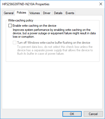 Habilitar o deshabilitar el almacenamiento en caché de escritura en disco en Windows 10