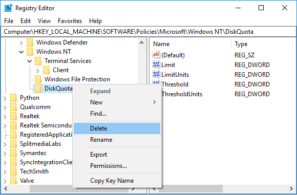 Cómo establecer el límite de cuota de disco y el nivel de advertencia en Windows 10