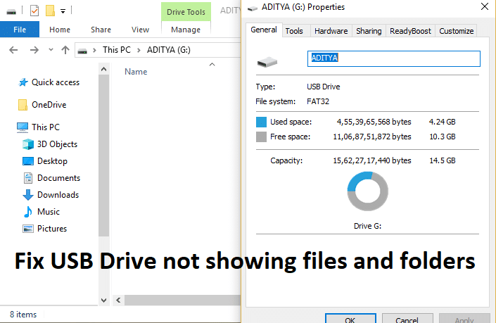 [DIPERBAIKI] Drive USB tidak menampilkan file dan folder