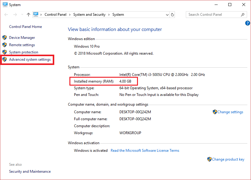 إدارة الذاكرة الافتراضية (ملف ترحيل الصفحات) في نظام التشغيل Windows 10