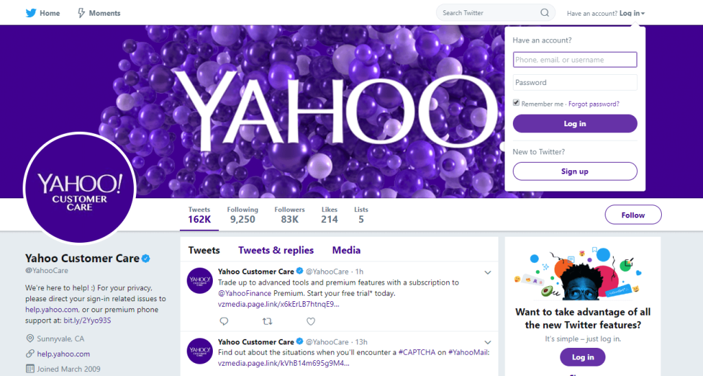 كيفية الاتصال بـ Yahoo للحصول على معلومات الدعم