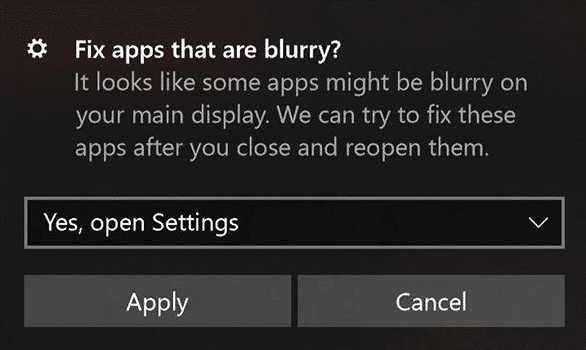 Réparer les applications qui semblent floues dans Windows 10
