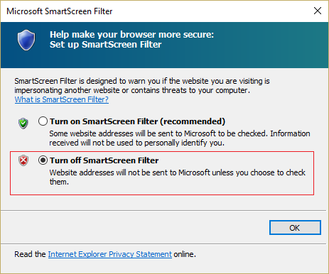 Nonaktifkan Filter SmartScreen di Windows 10
