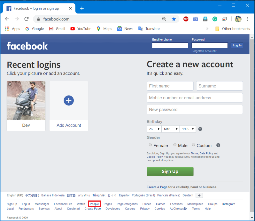 Bagaimana cara memeriksa Profil Facebook tanpa memiliki Akun Facebook?