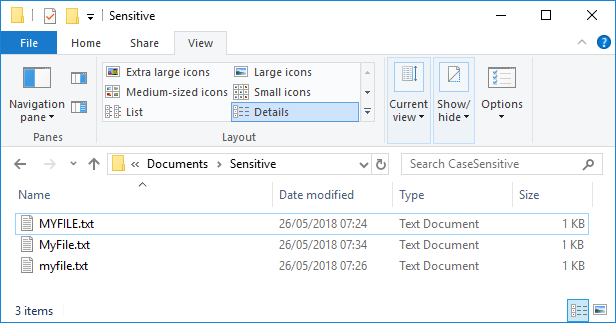 Activați sau dezactivați atributul sensibil la majuscule și minuscule pentru foldere în Windows 10