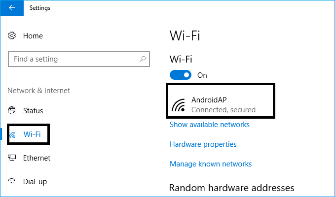 Passaggio da rete pubblica a rete privata in Windows 10