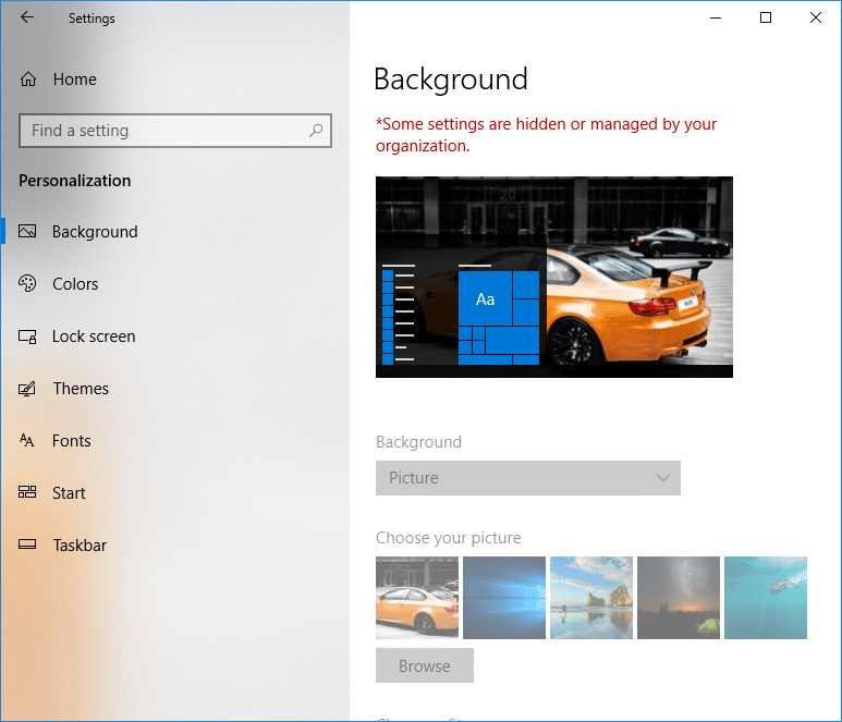 Empêcher les utilisateurs de modifier le papier peint du bureau dans Windows 10