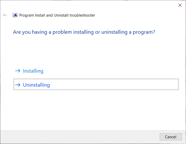 บังคับถอนการติดตั้งโปรแกรมที่จะไม่ถอนการติดตั้งใน Windows 10