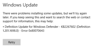 Fix Windows Defender Update Fails With Error 0x80070643