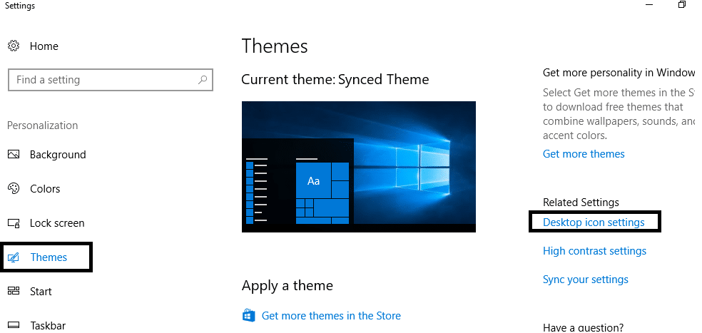Restaurar iconos de escritorio antiguos en Windows 10