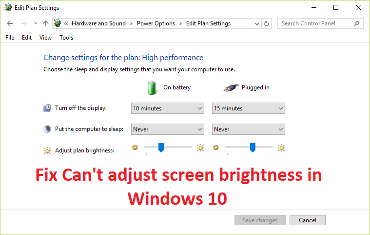 Исправить Не удается настроить яркость экрана в Windows 10