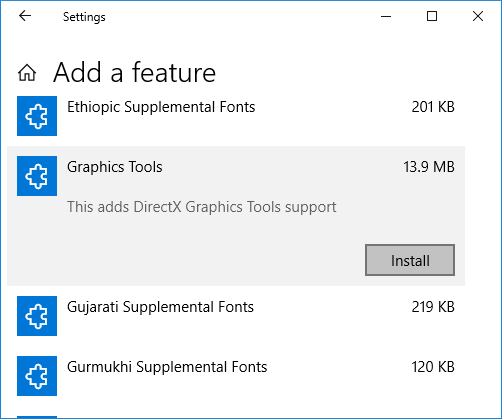 Как установить или удалить графические инструменты в Windows 10