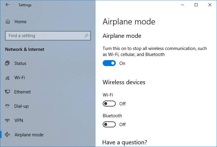 飛行模式在 Windows 10 中未關閉 [已解決]